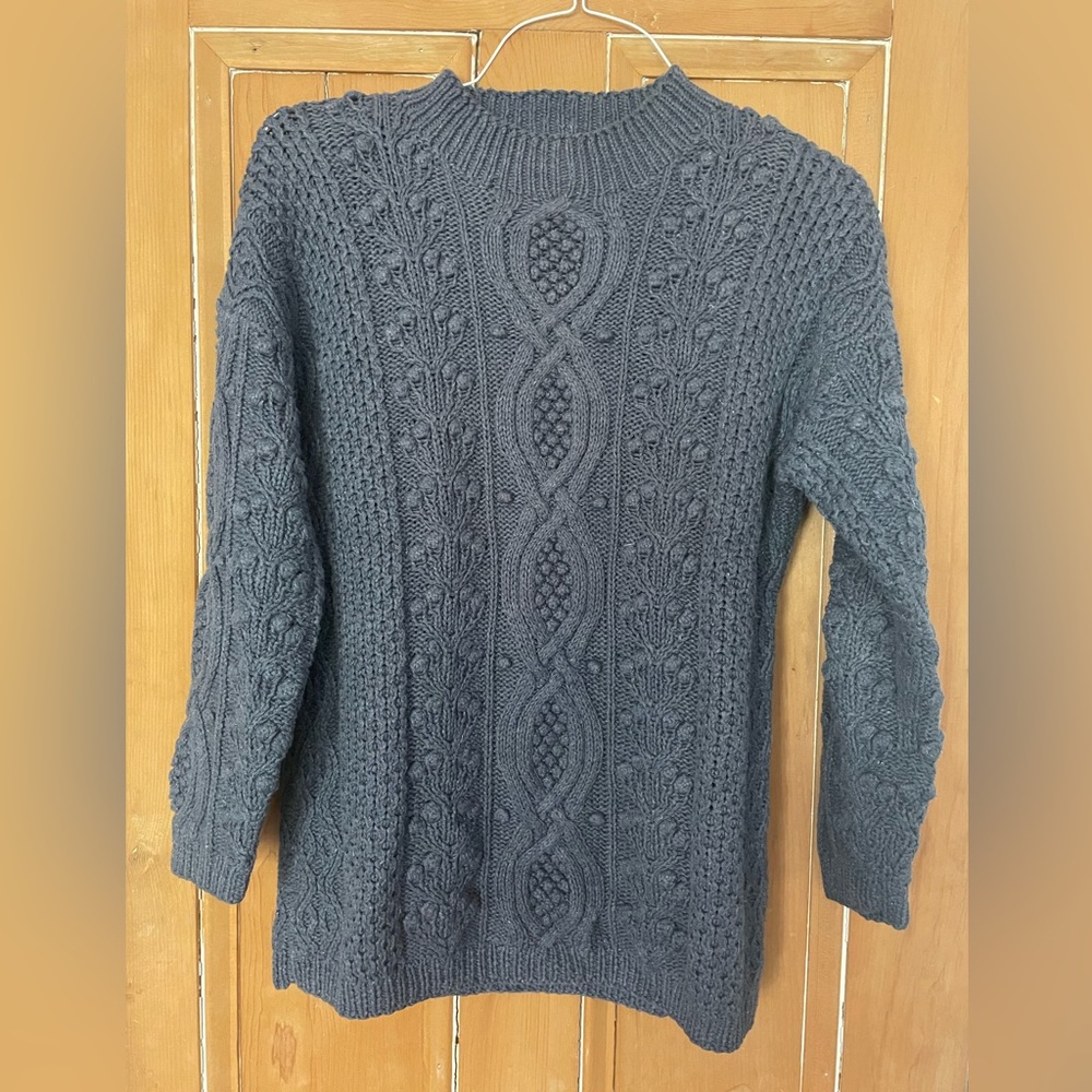 Exquisite heavy knit blue sweater